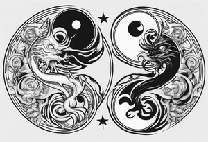 yin and yang but they are monsters tattoo idea