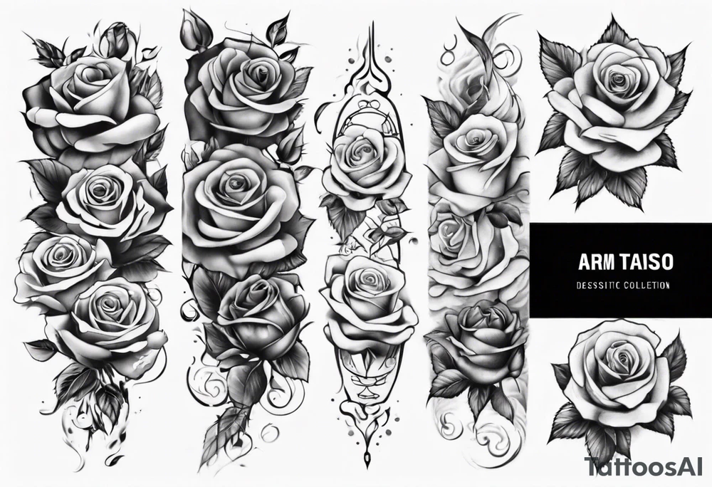 Half-sleeve arm tattoo. roses tattoo idea