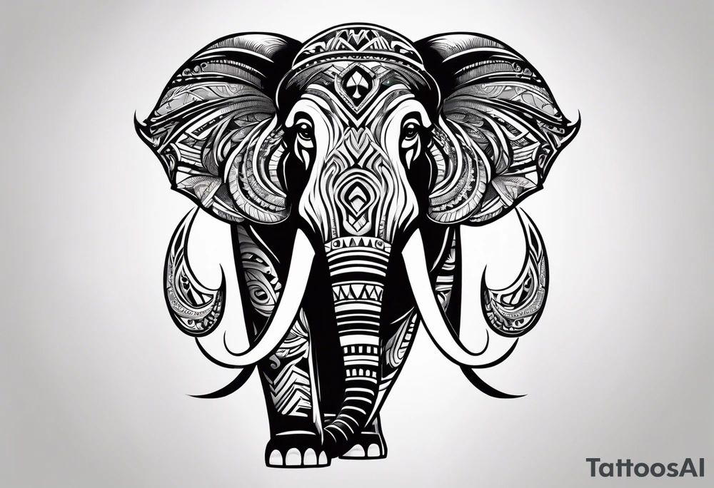strong mammoth tribal tattoo idea