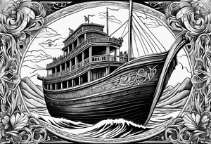 Noah’s ark with the names leticia and Tiffany tattoo idea