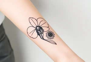 Orchid and sunflower tattoo idea