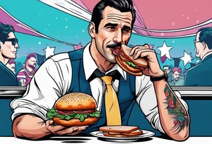 Don Draper eating a ham sandwich at a basketball game tattoo idea