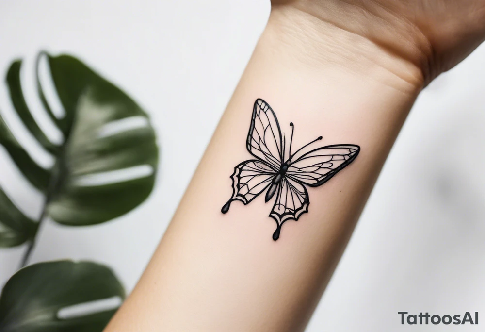 very small minimalist tattoo for female arm outdoors theme, only delicate lines and small tattoo idea