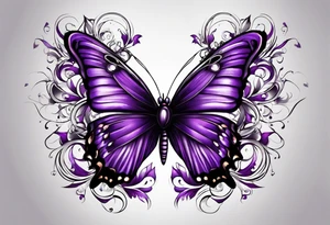 Purple butterfly flying tattoo idea