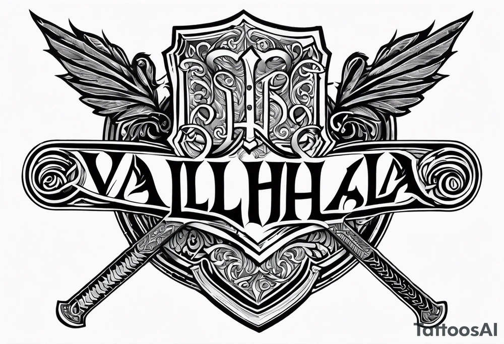Valhalla shield fire sword tattoo idea