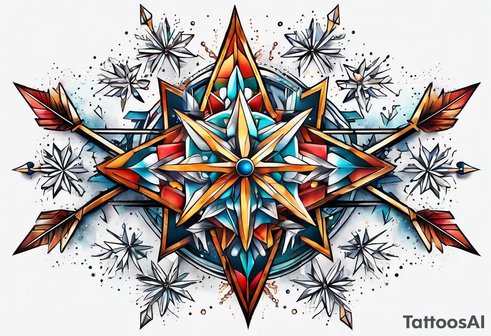 Constellation, arrow , snowflake tattoo idea