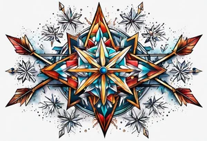 Constellation, arrow , snowflake tattoo idea