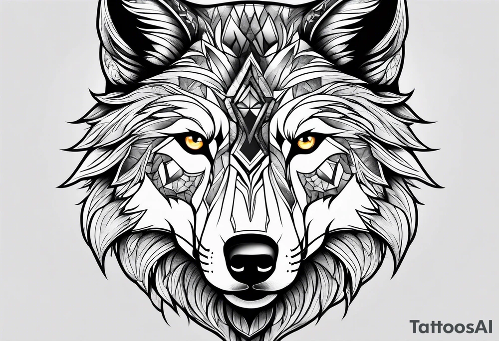 alpha wolf for mans chest tattoo idea