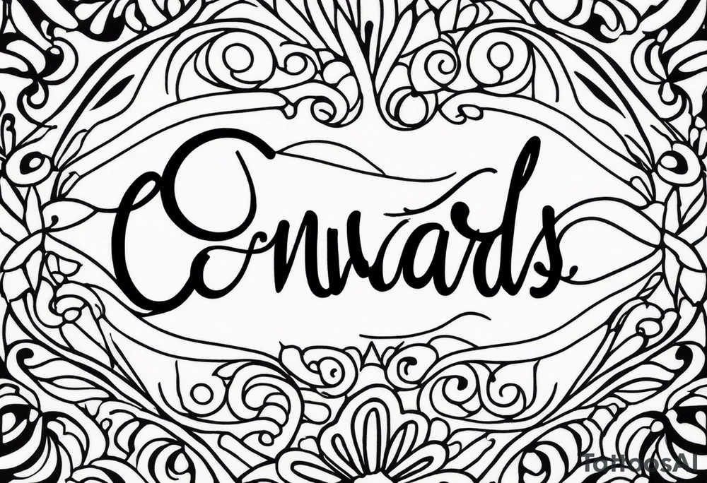 ‘onwards’ in cursive tattoo idea