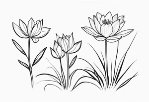 3 simple water lillie’s in a row becoming more bloomed tattoo idea