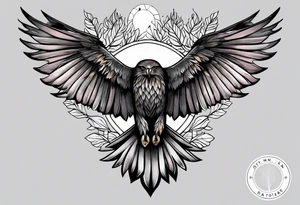 Small inside arm tattoo. Black kite (Daya's name), nature (trees/sea), small sunflower. Soft colours tattoo idea