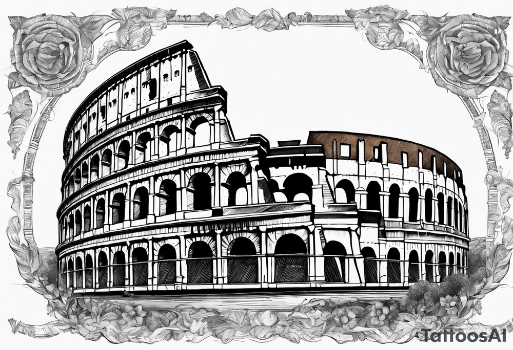 Weathered Roman colosseum tattoo idea