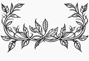 Long straight black and white vines with thorns tattoo idea
