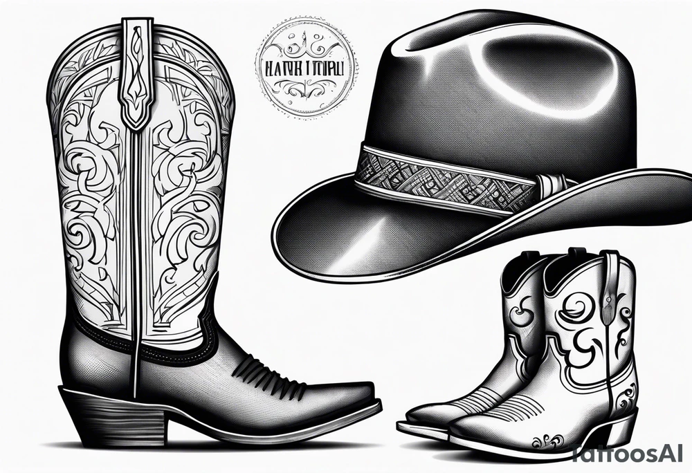 ADD the following three things: mens boots, womens flip flops and a cowboyhat. tattoo idea