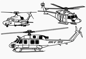 submairne on left with helicopter above it, carrier in center, DDG on the right with jet above it tattoo idea