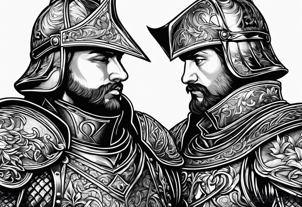 two male knights in love tattoo idea