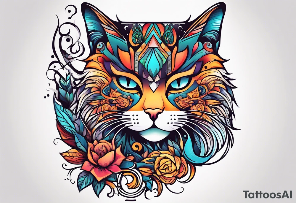 Cat with the words STRAYNATION underneath tattoo idea