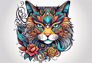 Cat with the words STRAYNATION underneath tattoo idea