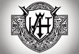 Valhalla sword shield lion 
 axe Valknut tattoo idea