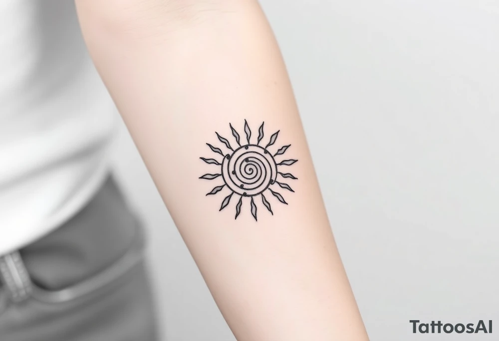 Fibonacci spiral sun tattoo idea