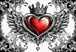 sacred heart with a real heart and flames coming out of the top and wings behind tattoo idea