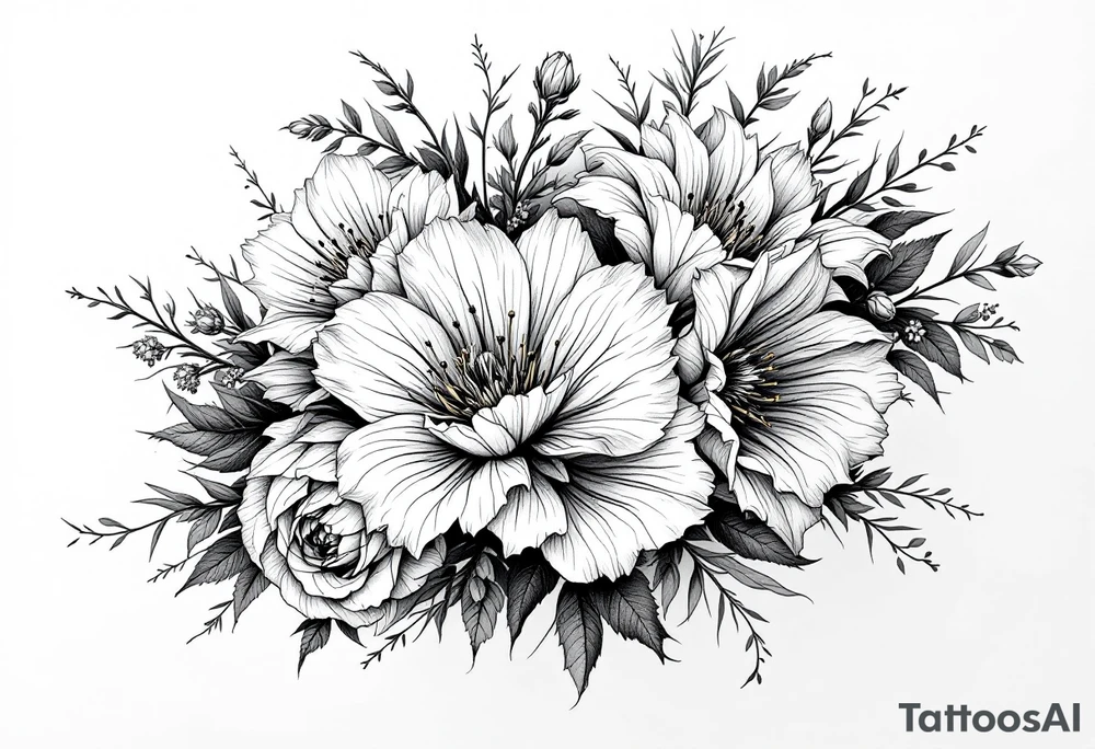 bouquet of flowers tattoo idea