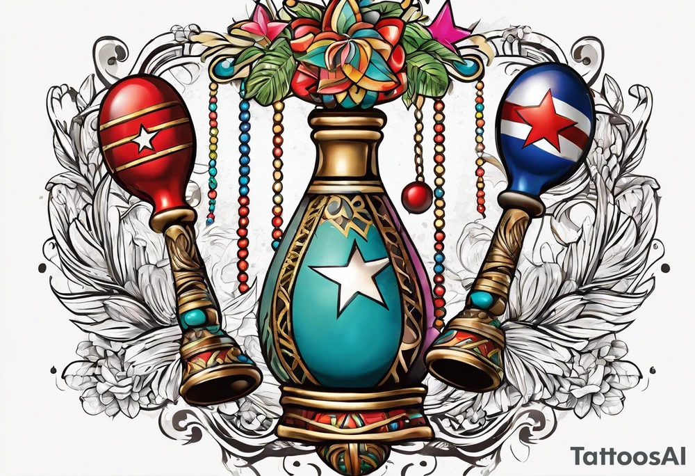 2 swinging maracas with cuban star tattoo idea