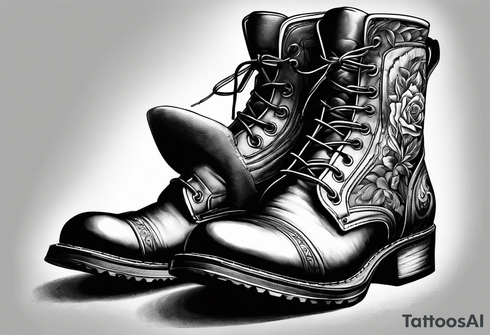 Guy with big boots tattoo idea