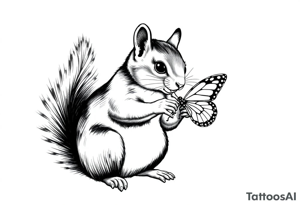 A Squirrel holding butterfly tattoo idea