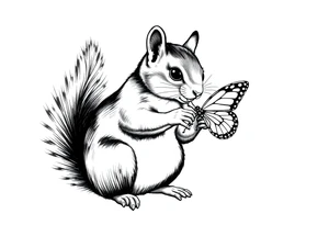 A Squirrel holding butterfly tattoo idea