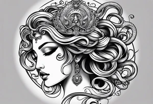Medusa tattoo on forearm half the face tattoo idea