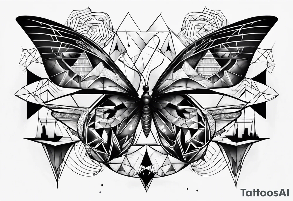 Geometric music tattoo idea