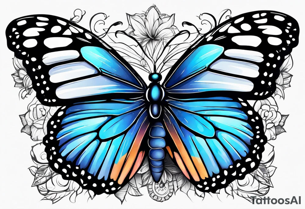 blue monarch butterflies tattoo idea