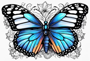 blue monarch butterflies tattoo idea