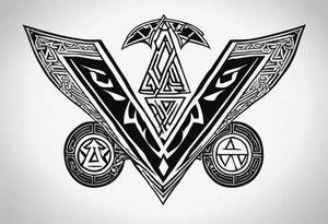 Valhalla  sword shield axe Valknut fog tattoo idea