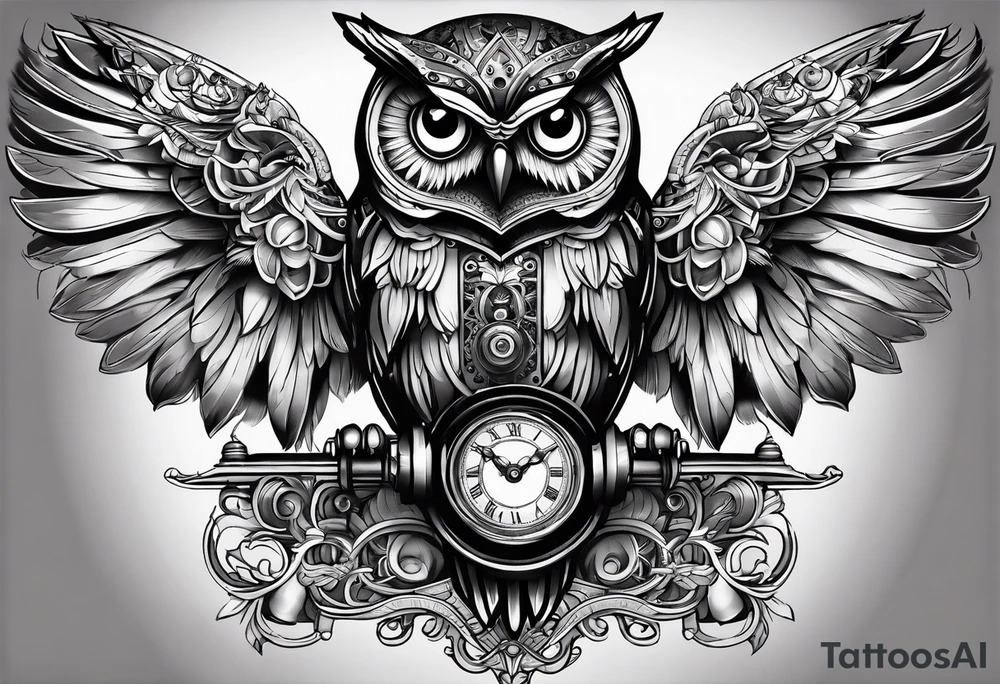 clockwork owl tattoo idea