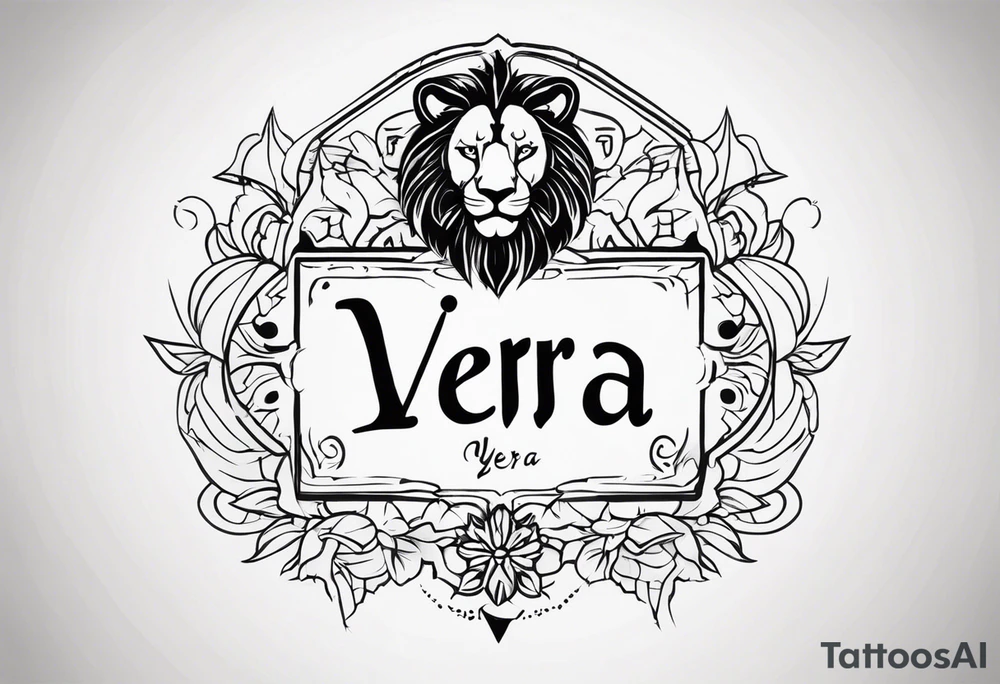 Name VEERA with lion paw marks and an alphabet Y tattoo idea