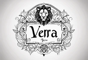 Name VEERA with lion paw marks and an alphabet Y tattoo idea