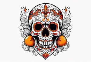 Gothic of skull that is red and orange tattoo idea
