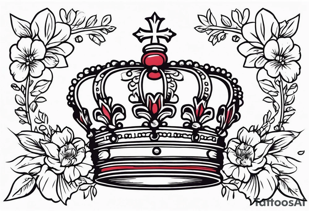 crown
old school vintage simple traditional design with vintage flowers surrounding
bold color simple tattoo idea