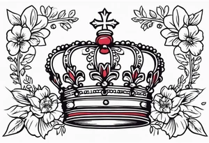 crown
old school vintage simple traditional design with vintage flowers surrounding
bold color simple tattoo idea