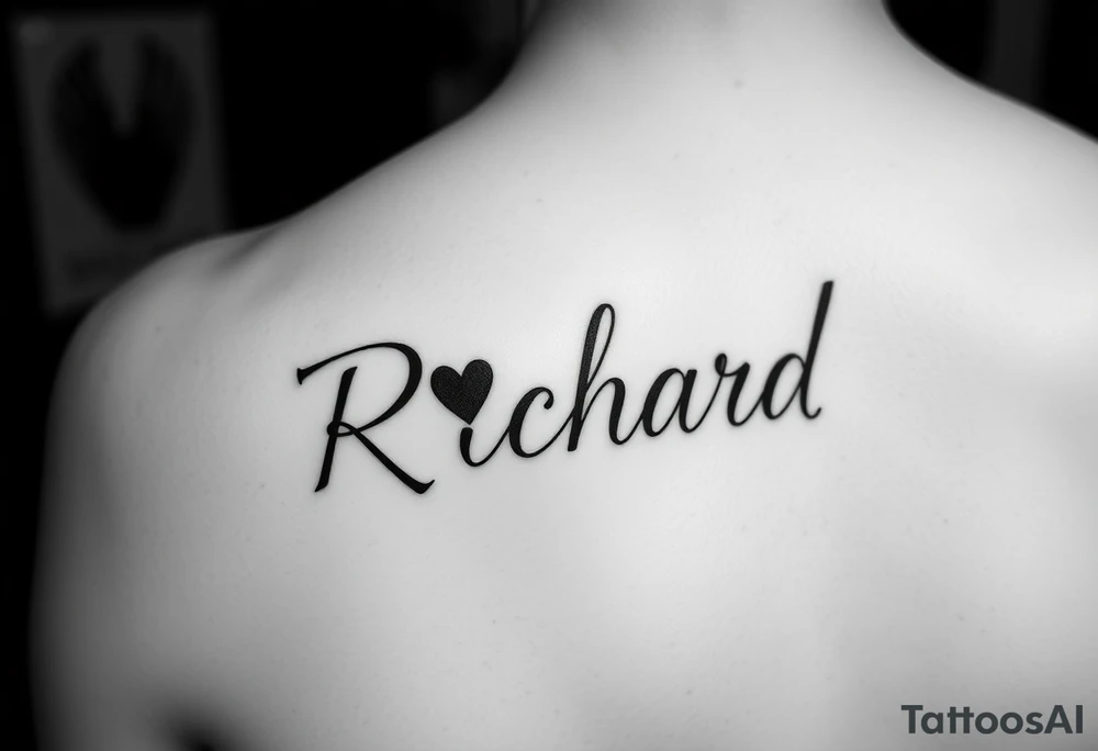 The name Richard in pretty handwriting with a heart for the dot on the i tattoo idea