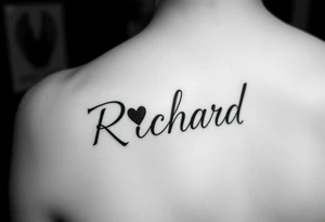 The name Richard in pretty handwriting with a heart for the dot on the i tattoo idea