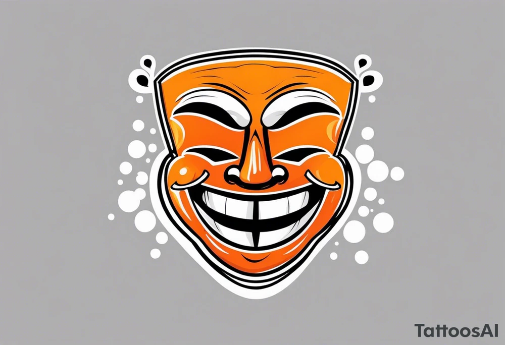 Laughing mask that is orange and black simplistic tattoo idea