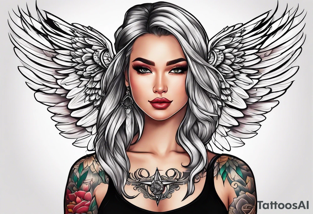 Kieanna with angel wings tattoo idea
