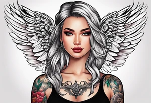Kieanna with angel wings tattoo idea