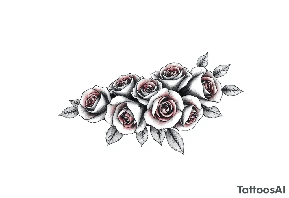 Small Roses fully filling up the inside of an lateral elongated diamond shape tattoo idea