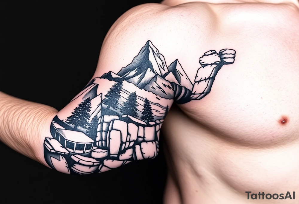 grand Teton mountains,  Vermont mountains, rock retaining wall, Moab arches tattoo idea