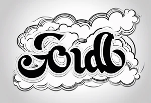 The word God in a biblical text with some cloud shading behind it tattoo idea