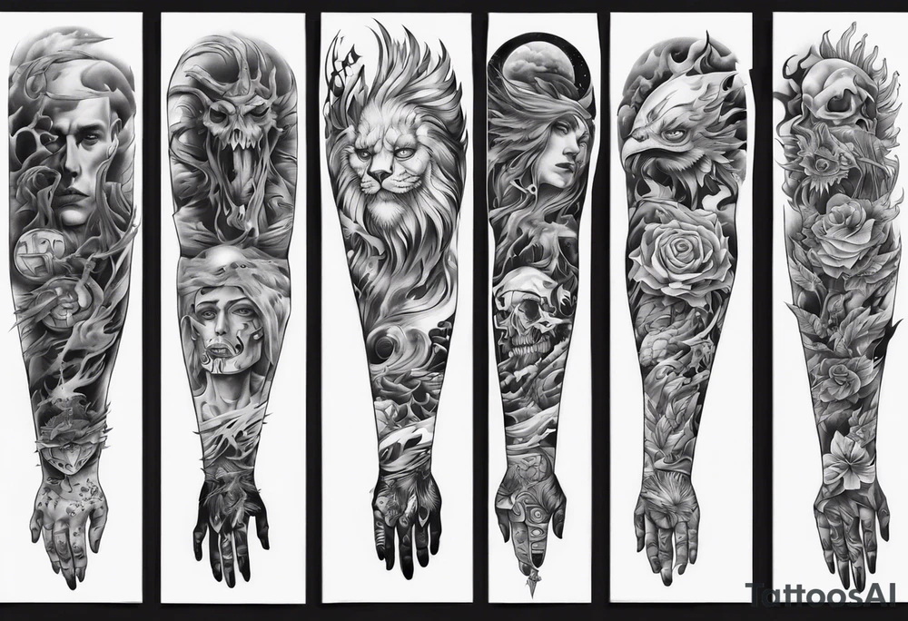 mens full arm tattoo idea